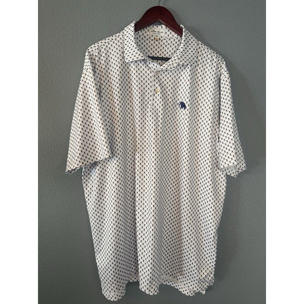 Peter Millar Polo Shirt Summer Comfort Skull Crossbone Pattern Golf Sz XL